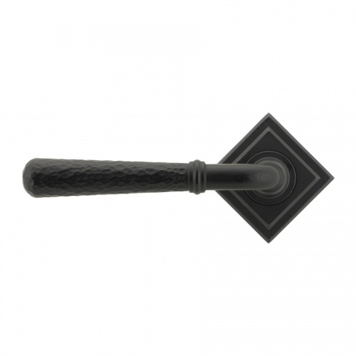 Matt Black Hammered Newbury Lever on Rose Set (Square Rose) - Unsprung